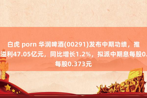 白虎 porn 华润啤酒(00291)发布中期功绩，推动应占溢利47.05亿元，同比增长1.2%，拟派中期息每股0.373元