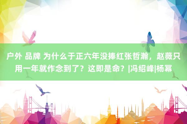 户外 品牌 为什么于正六年没捧红张哲瀚，赵薇只用一年就作念到了？这即是命？|冯绍峰|杨幂