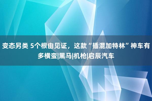 变态另类 5个根由见证，这款“插混加特林”神车有多横蛮|黑马|机枪|启辰汽车